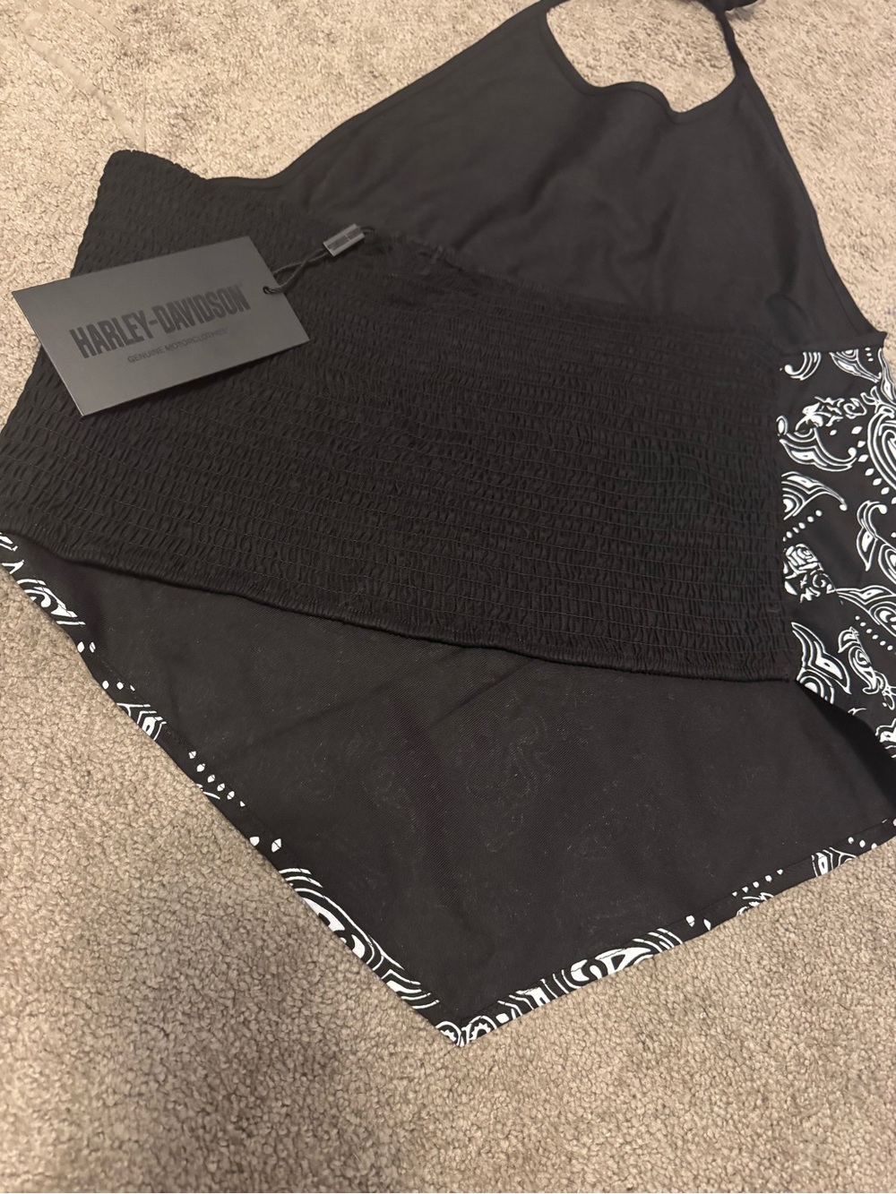 Harley-Davidson Black & White Bandana Halter Top - Picture 6 of 7